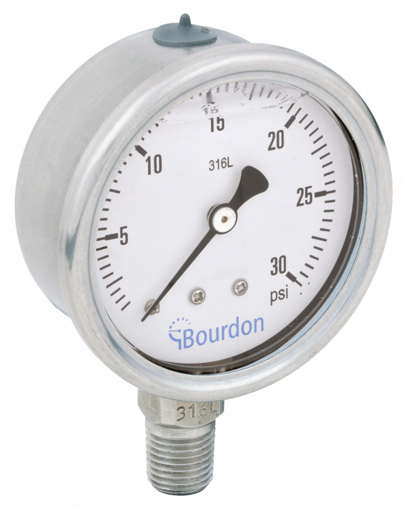 BOURDON, 0 to 30 psi, 2 1/2 in Dial, Industrial Pressure Gauge - 437U57 ...