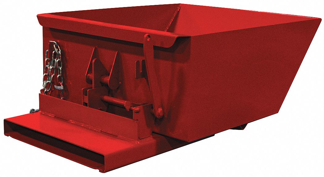 GRAINGER APPROVED Red SelfDumping Hopper, 6.8 cu ft, 4,000 lb Load Cap
