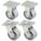 STANDARD PLATE CASTER KIT, 4 IN WHEEL DIAMETER, 3200 LB, 5½ IN MOUNTING H, 4 PK