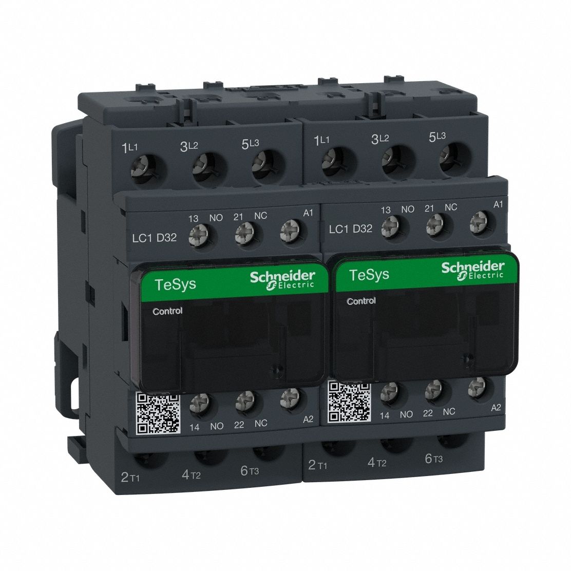 IEC Magnetic Contactor: Reversing, 3 Poles, 3NO Contacts, 32 A, 24V AC Coil, 1NO/1NC