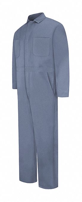 Post-Blue Cotton Coveralls: 2XL ( 52 1/2 in x 54 in ), Postman Blue, Regular, Cotton, Snap