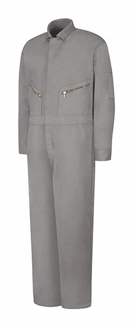 Mns Ls Cotton Coverall-Gray: 2XL ( 50 1/2 in x 52 in ), Gray, Regular, Cotton, Zipper