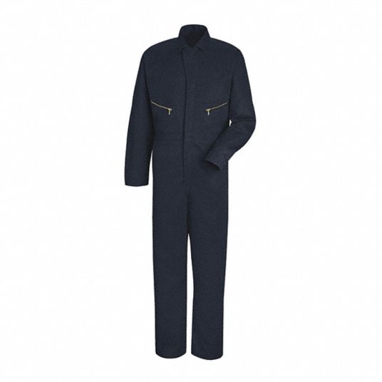 RED KAP, S ( 34 1/2 in x 36 in ), Navy, Mns Ls Cotton Coverall-Navy ...