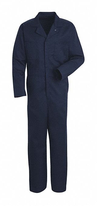 Ls Navy Poplin Speedsuit: 3XL ( 56 1/2 in x 58 in ), Navy, Regular, Cotton/Polyester, Zipper