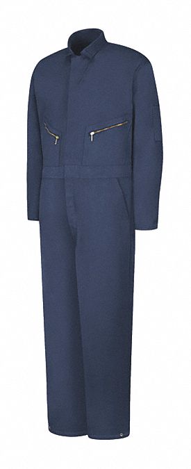 Navy Insulated Coverall: 2XL ( 50 1/2 in x 52 in ), Navy, Tall, Cotton/Polyester, Zipper
