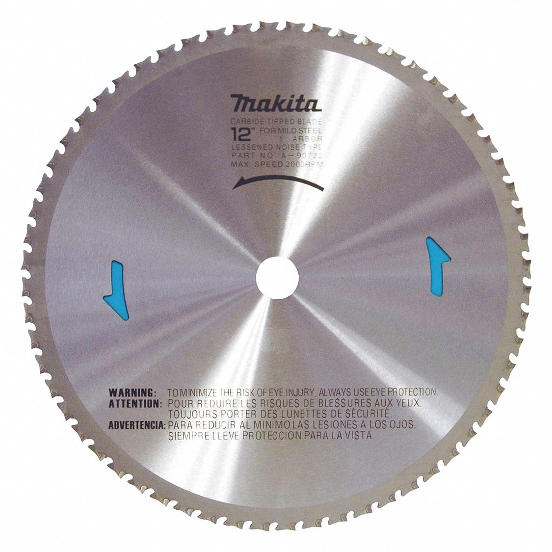 CIRCULAR SAW BLADE, 12 IN DIA, 60, 1 IN, 2000 RPM, 0 ° , TCG, 0.094 IN, FOR FERROUS METAL