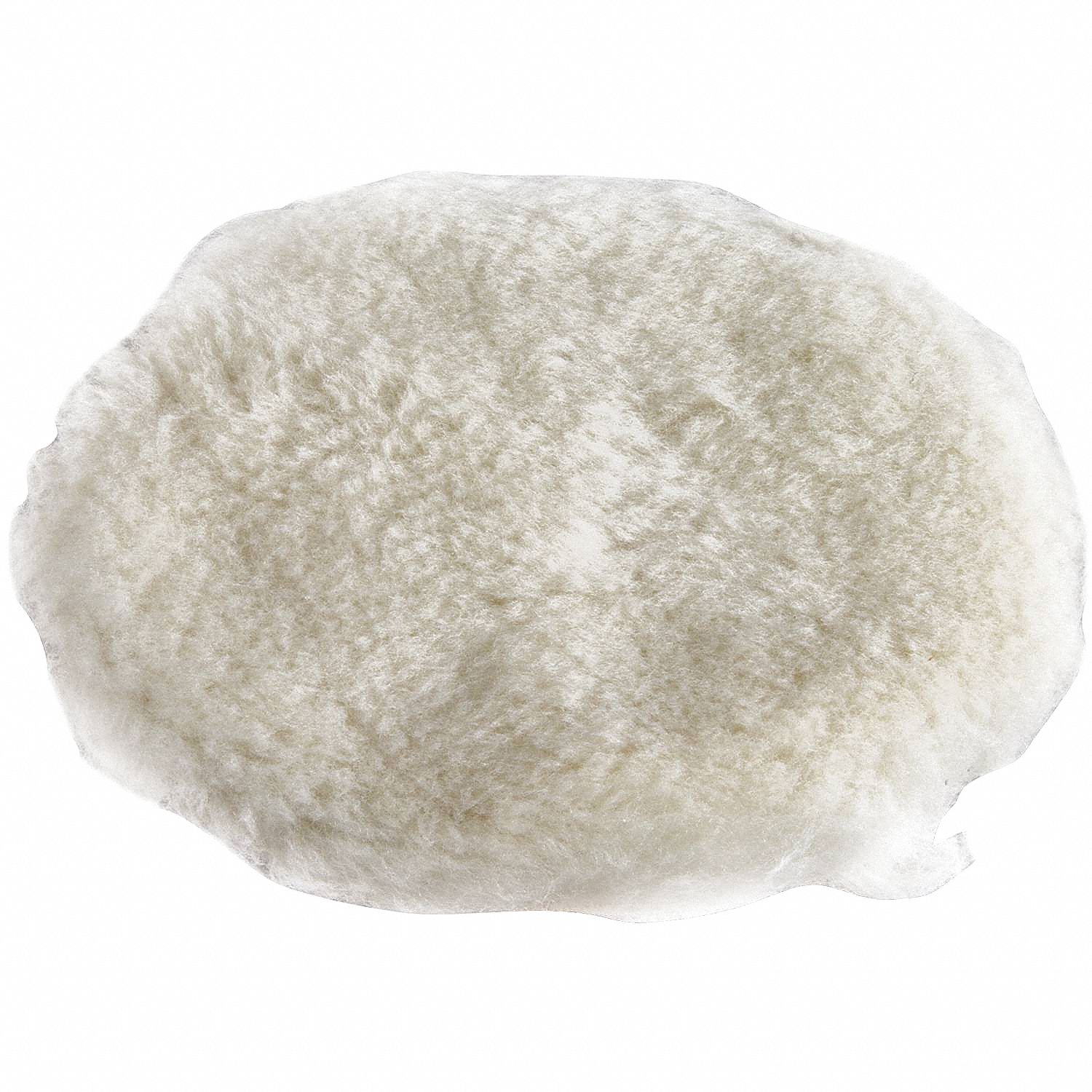 Polishing Pad: Pad, Hook-and-Loop, Hook-and-Loop, Wool, 6 in Outside Dia, Beige, 5/8 in Thick