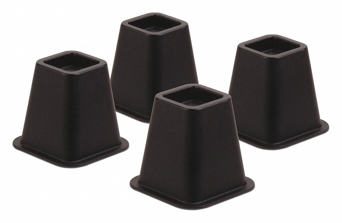 HONEYCANDO, Bed Risers,Black,Set of 4 43EW49STO01136 Grainger