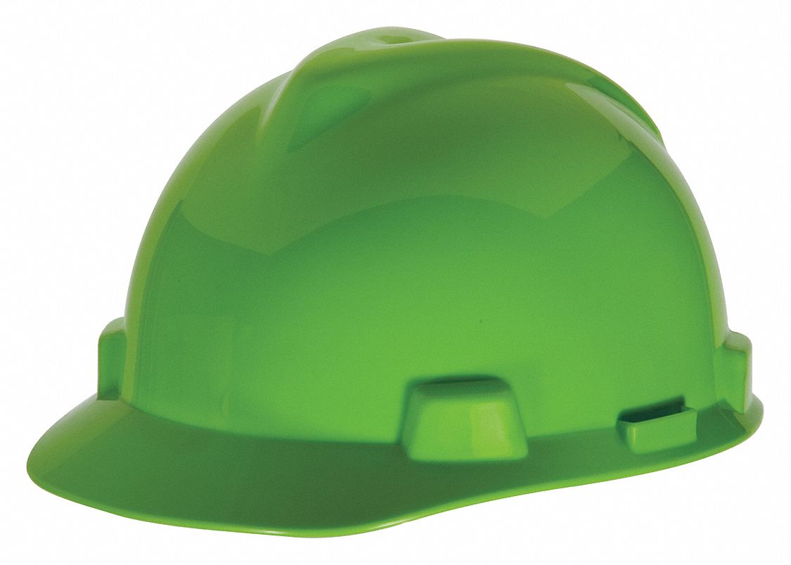 HARD HAT, CSA Z94.1-2015, PE, 4-PT RATCHET, FRONT BRIM, BRIGHT LIME GREEN