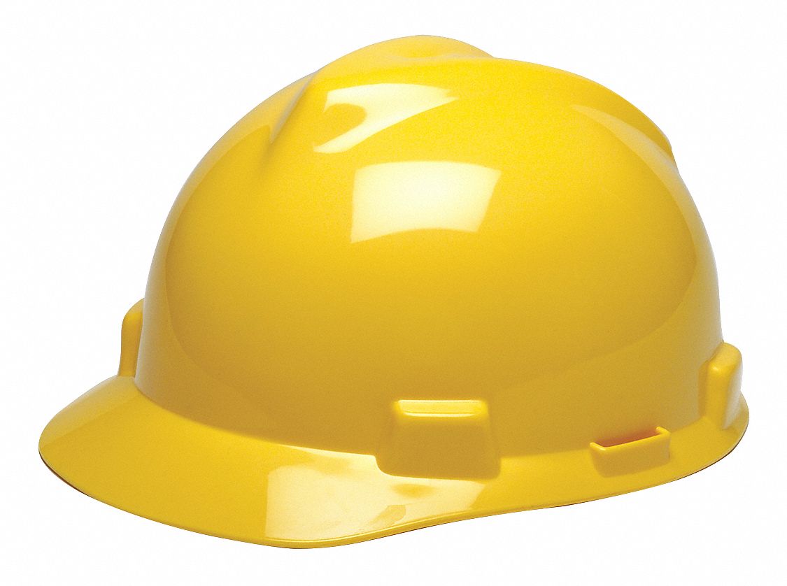 HELMET, CSA Z94.1-2015, TYPE 2, CLASS E, PE, 4-PT ONE-TOUCH RATCHET, YELLOW