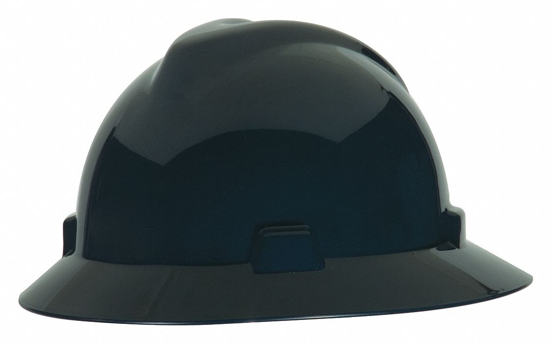 SLOTTED HAT, CSA Z94.1-2005, TYPE 1, CLASS E, PE, 4-PT FAS-TRAC RATCHET, FULL BRIM, BLACK