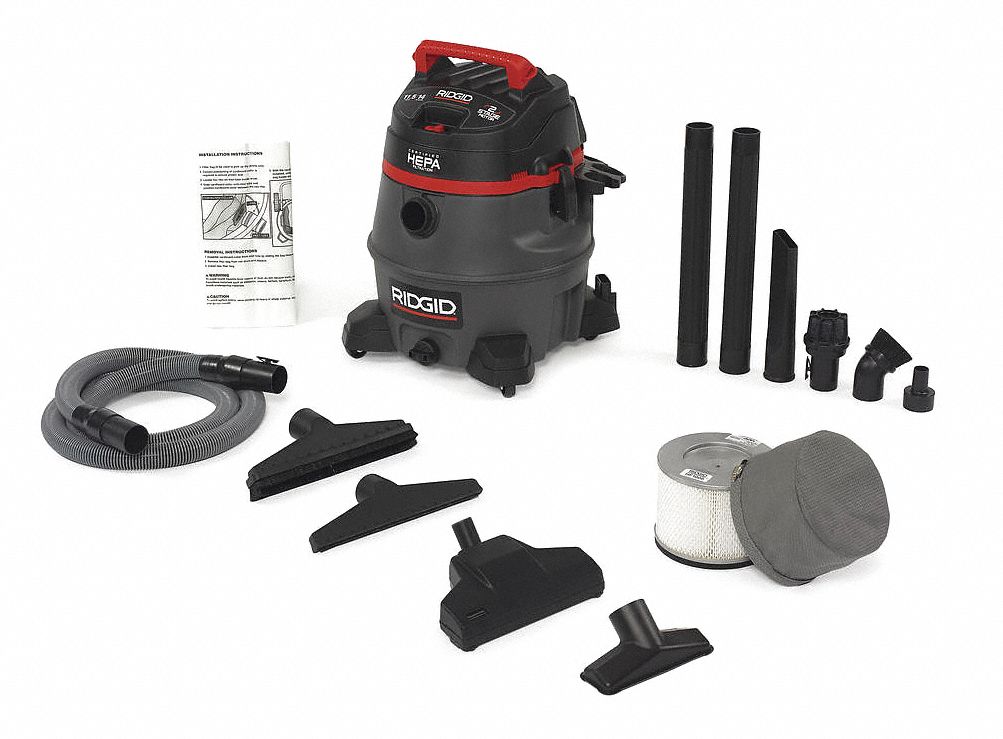 RIDGID, Wet/Dry Vacuum,14 gal.,HEPA Certified - 43FR85