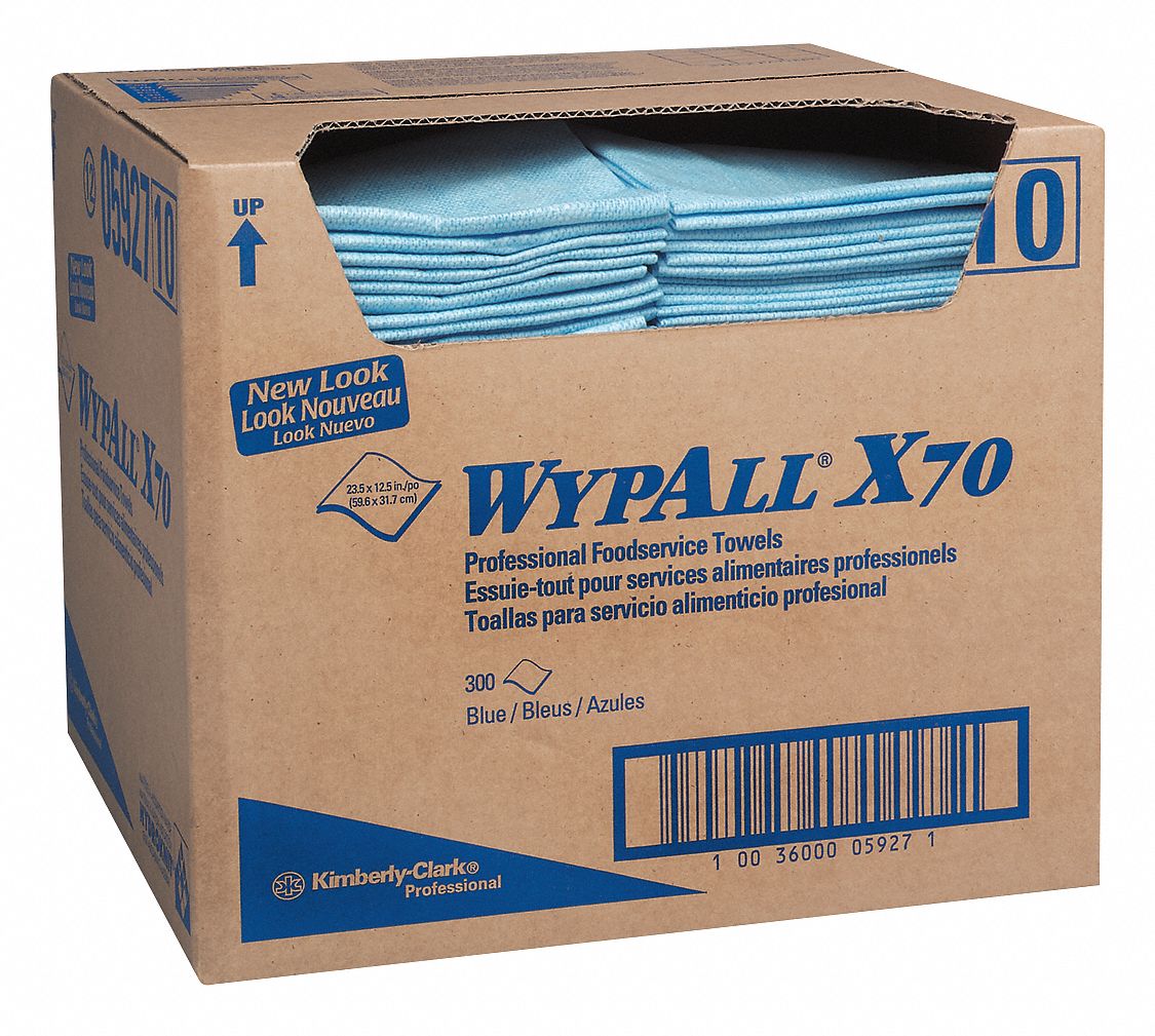 WYPALL Dry Wipe 1/4 Fold, WYPALL(R) X70, 12 1/2 in x 23 1/2 in Sheet