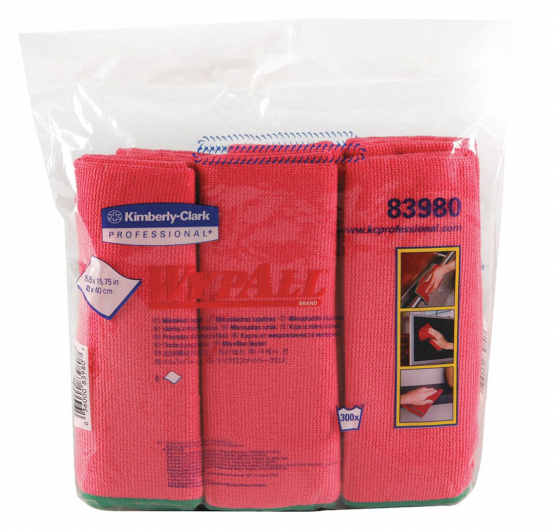 MICROFIBRE CLOTHS, RED,6/PK,4PK/CS