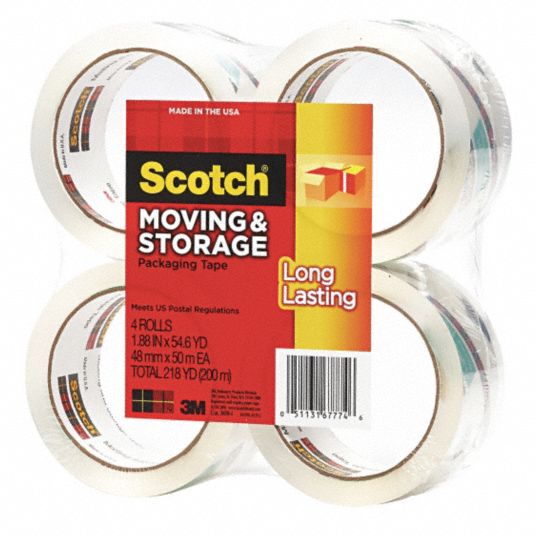 SCOTCH, 4, PK, Packaging Tape,Acrylic,Clear,PK4 43FZ4636504 Grainger