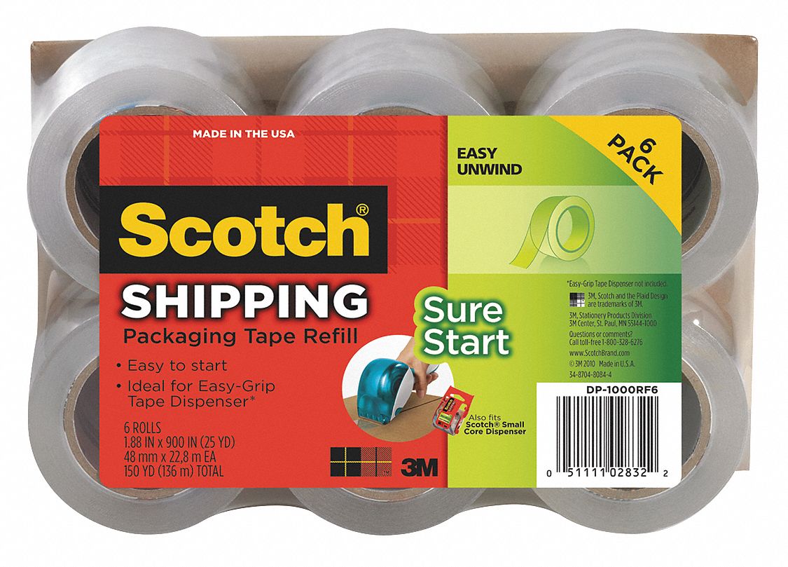 Scotch, 6, Pk, Packaging Tape,1.88 S X 900 In.,pk6 - 43ga49