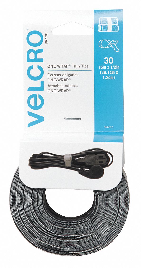 Reusable Ties, Black/Gray, PK30, PK30