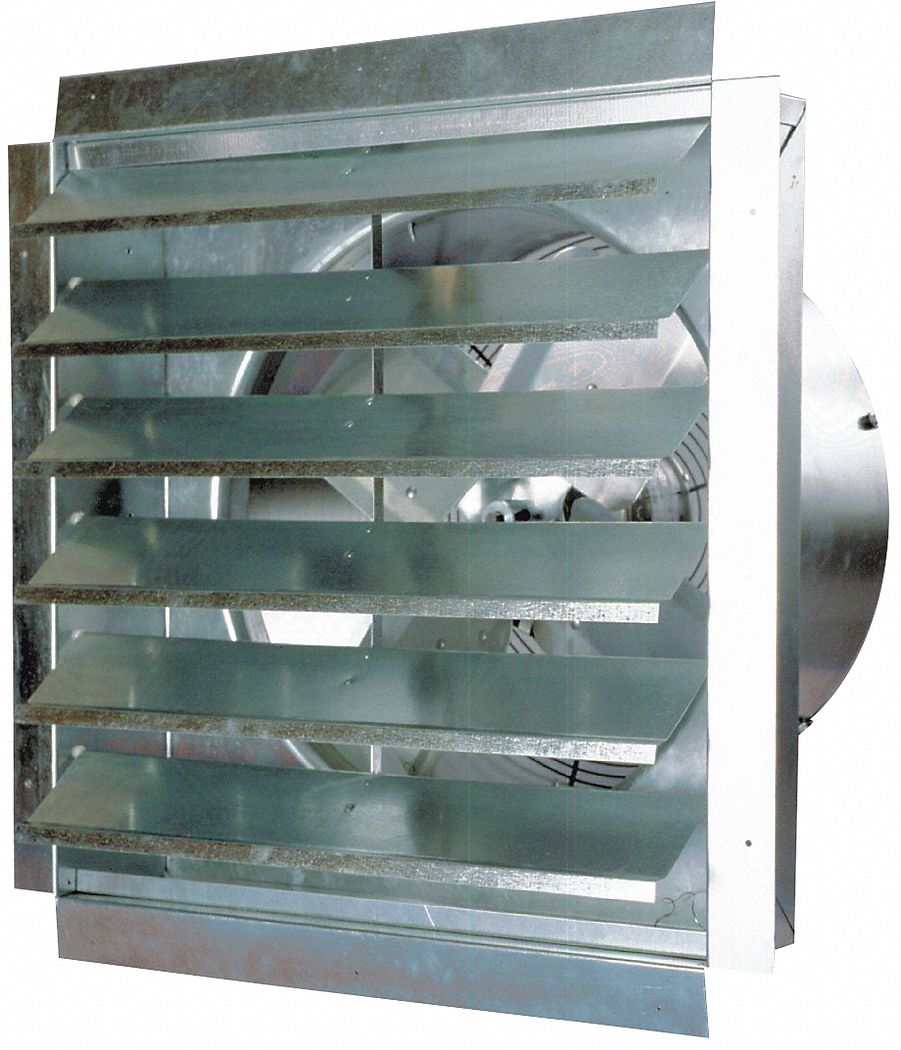 Shutter Mount Exhaust Fan: 18 in Blade, 1 Speed, 3/10 hp, Totally Enclosed, 3, 000 cfm, 120V AC, 1 ph
