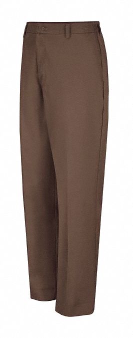 Mens Brown Pant W/Side Elastic: Men's, Work Pants, ( 40 in x 30 in ), Brown, Buttons, Zipper