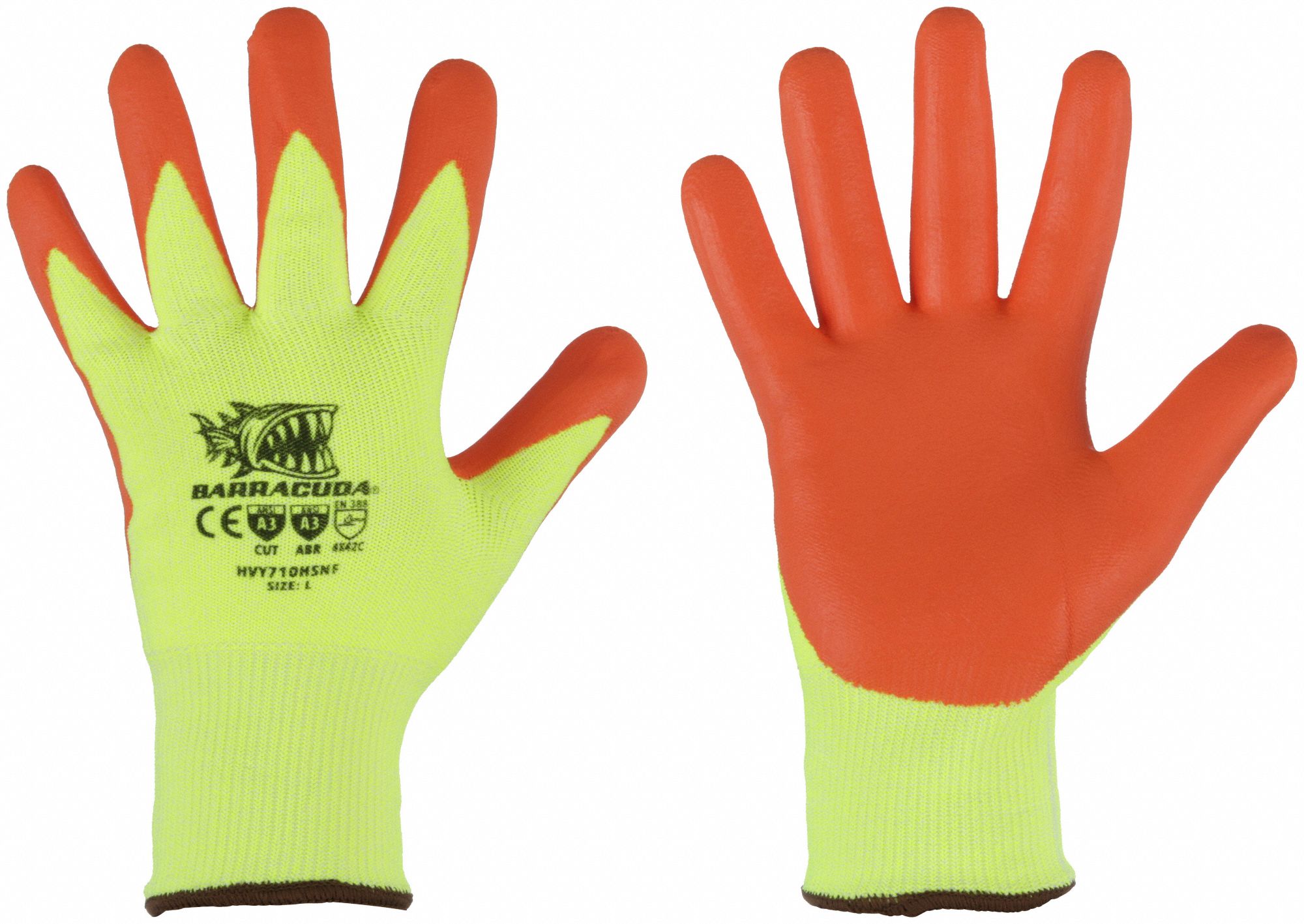 Coated Glove, Hi-Vis Ylw/Orng, L, PK12