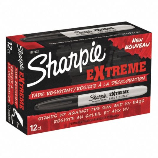 SHARPIE, Sharpie Marker,Fine Point,Black,PK12 - 43KL85