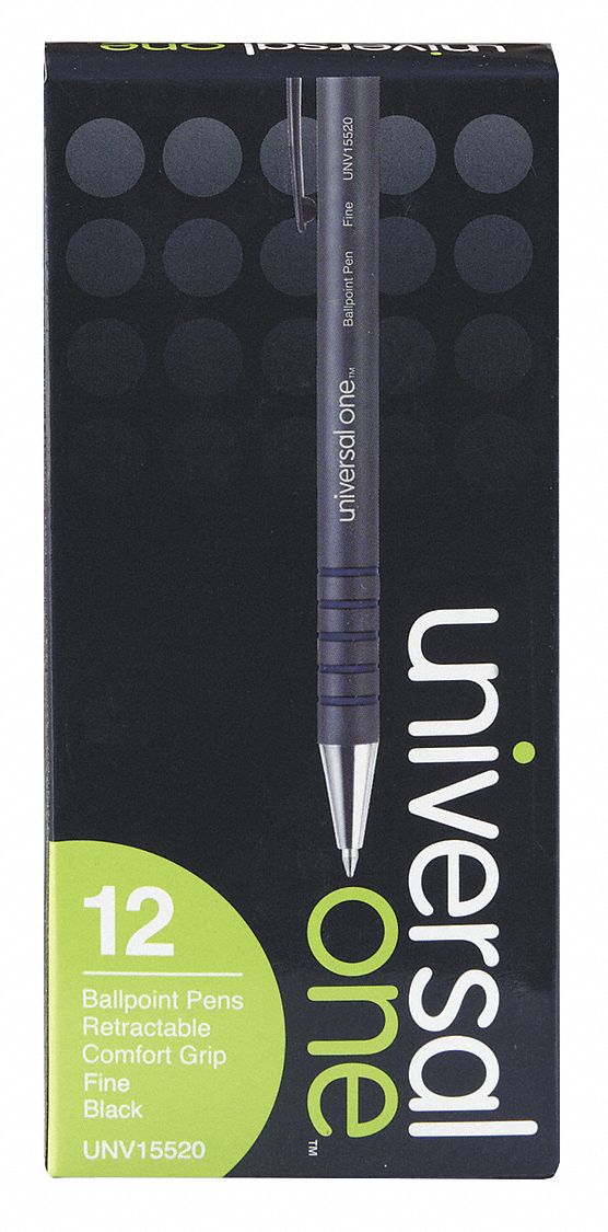 Comfort Grip Retrctble Pen, Blk, Fine, PK12