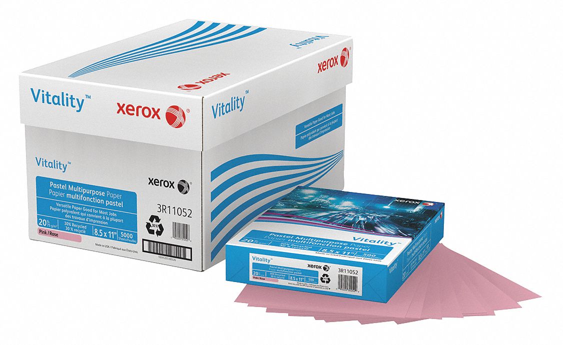 XEROX, 500, PK, Multipurpose Paper,81/2x11,Pink,PK500 43LC433R11052