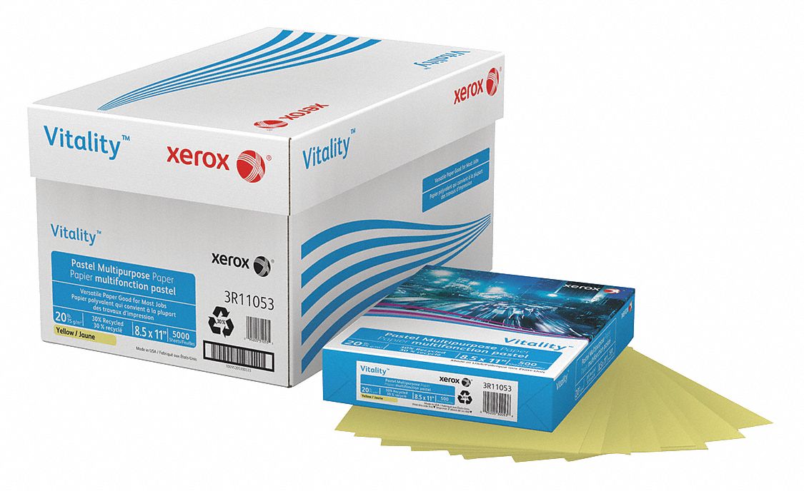 XEROX, 500, PK, Multipurpose Paper,81/2x11,Yellow,PK500 43LC44