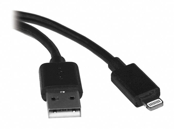 CHARGING CABLE, APPLE LIGHTNING, BLACK, 6 FT LENGTH