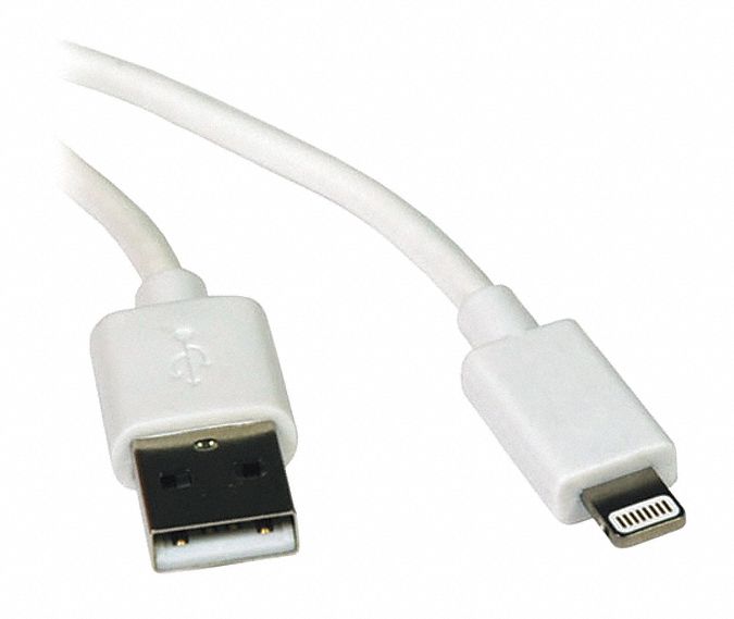 CHARGING CABLE, APPLE LIGHTNING, WHITE, 6 FT LENGTH