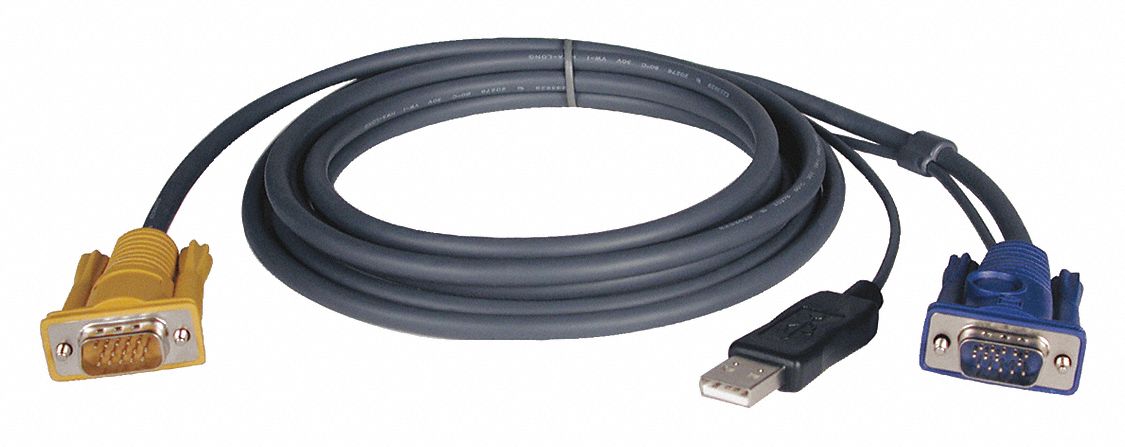 KVM Switch Cable: USB 2.0/VGA/SVGA, Tripp Lite Series, 10 ft Lg, HD15, Male, Male