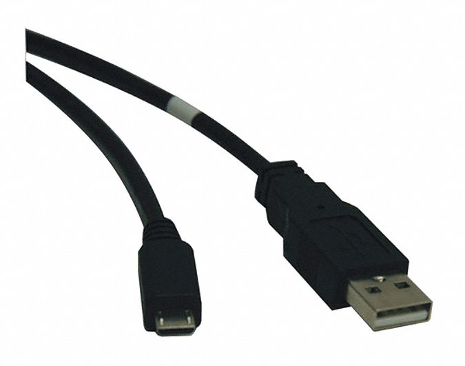 USB 2.0 Cable, Hi-Speed A, Micro B, M/M, 3ft