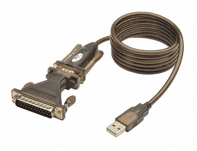 USB Cable, Serial Adapter, DB25, M/M, 5ft