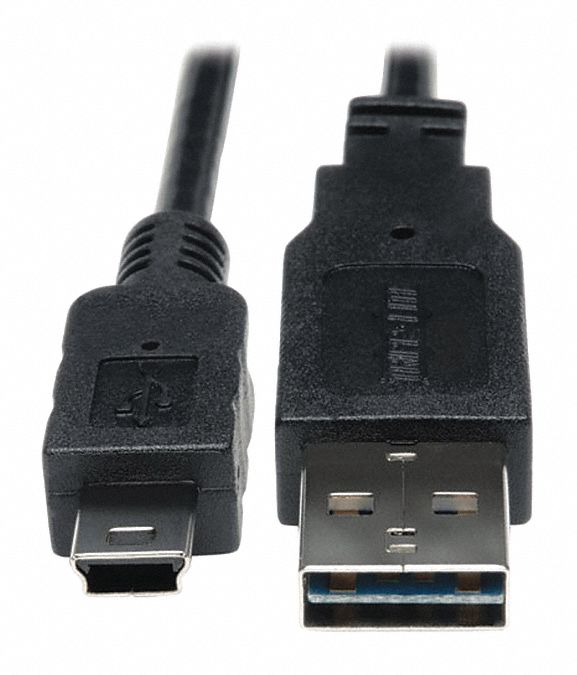 USB Reversible 2.0 Cable, 5 Pin, Mini, 6in