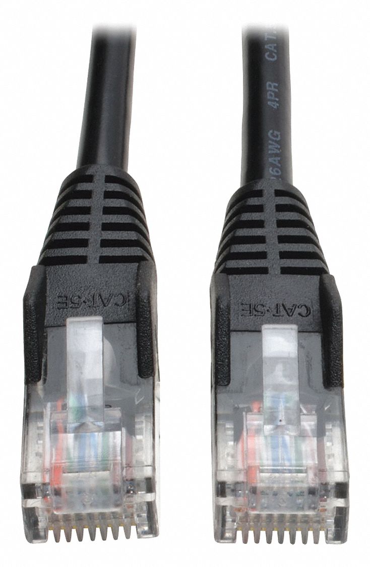 CAT5E CABLE, SNAGLESS, MOLDED, BLACK, 7FT