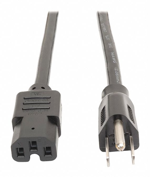 Power Cord, HD, 5-15P to C15, 15A, 14AWG, 4ft
