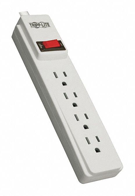 Power Strip, 4-Outlet, ABS Fire, 10ft cord
