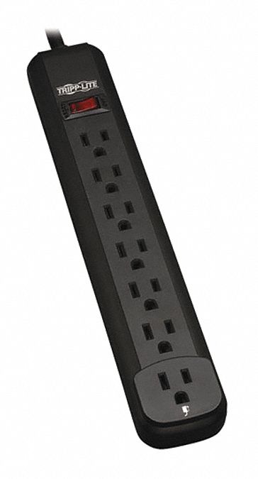 Power Strip, 7-Outlet, Black, 12ft cord