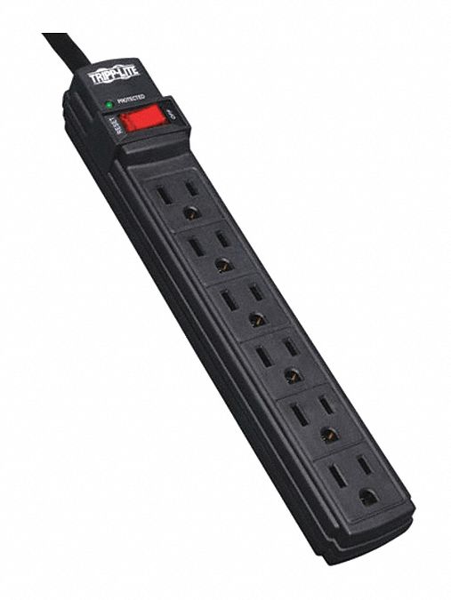 Surge, 6 Outlet, 6ft cord, 360J, Black, LED