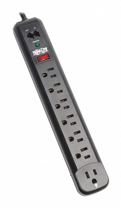 Surge, 7 Out, 6ft cord, 1080J, Modem, Black