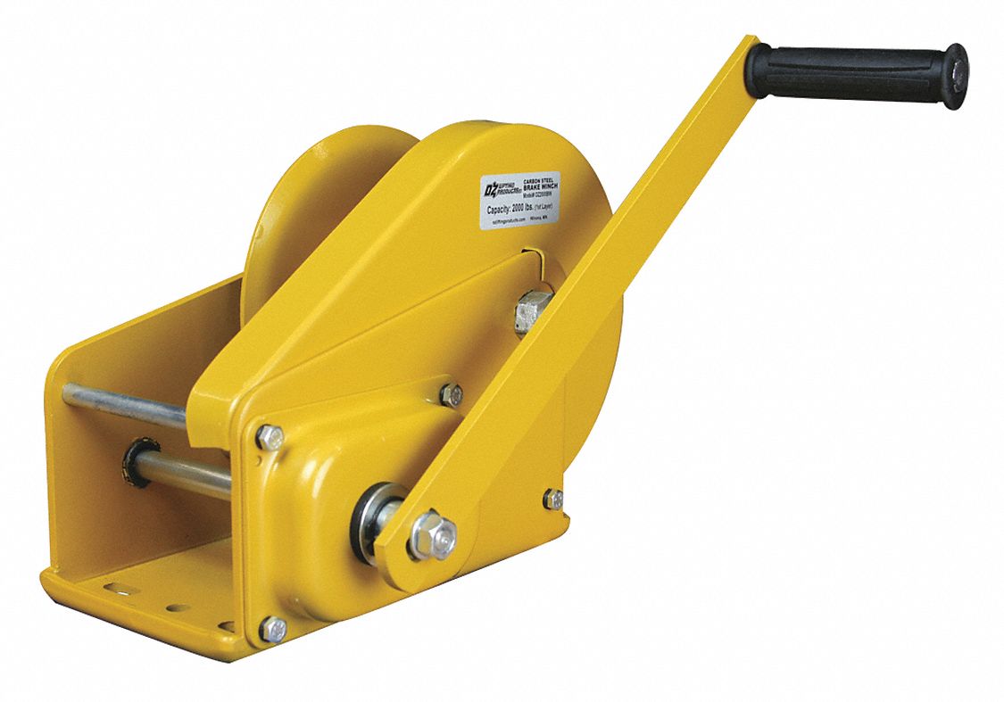 HAND WINCH, LD CAP 2000 LB, YELLOW, 11 7/64 X 7 7/8 X 15 23/64 IN, STEEL