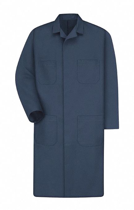 Mens Navy Shop Coat 65/35 Twill: Coat, Unisex, Jacket Garment, 3XL, Navy, Regular, Snap