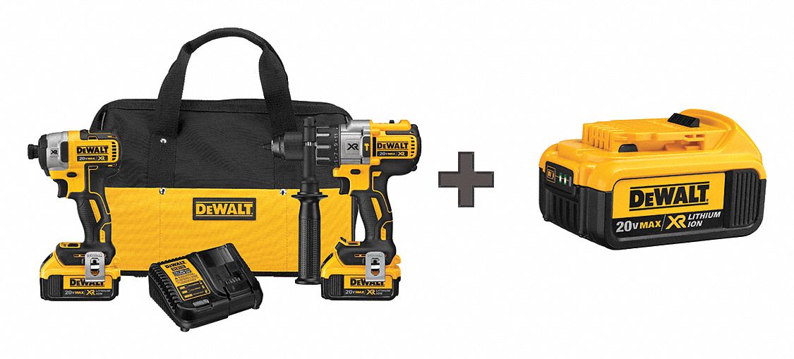 Cordless Combo Kit, 20.0 V, 2 Tools, 3 Batt