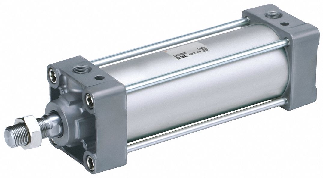 Tie Rod Cylinder: Tie Rod, 100 mm Bore Dia, 250 mm Stroke Lg, Single Rod Rods, Aluminum