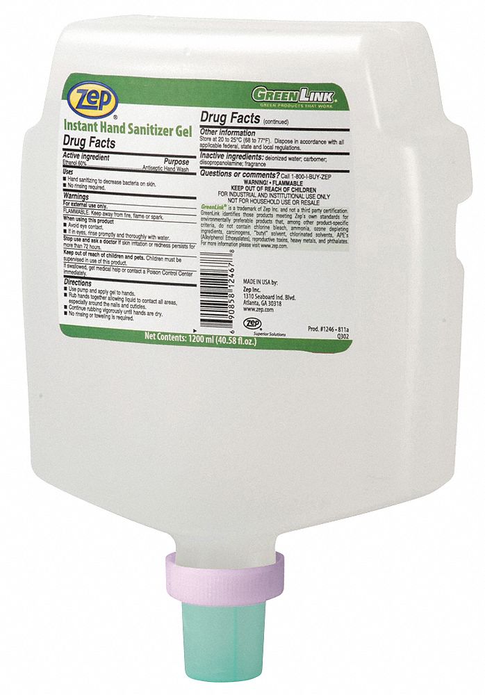 ZEP, Fuzion Series, Requires Dispenser, Hand Sanitizer 43NR34124616
