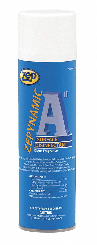 Disinfectant Cleaner: Aerosol Spray Can, Ready to Use, Liquid, Citrus, 12 PK