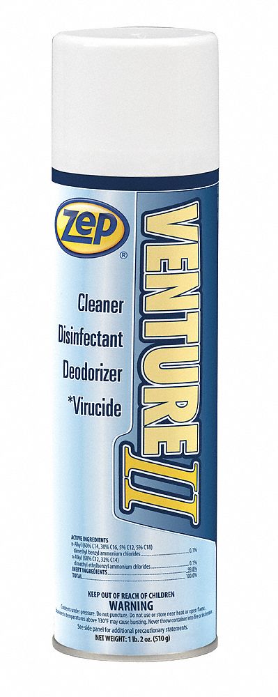Disinfectant Cleaner: Aerosol Spray Can, Ready to Use, Foam, Quat, Pleasant, Venture II™, 12 PK