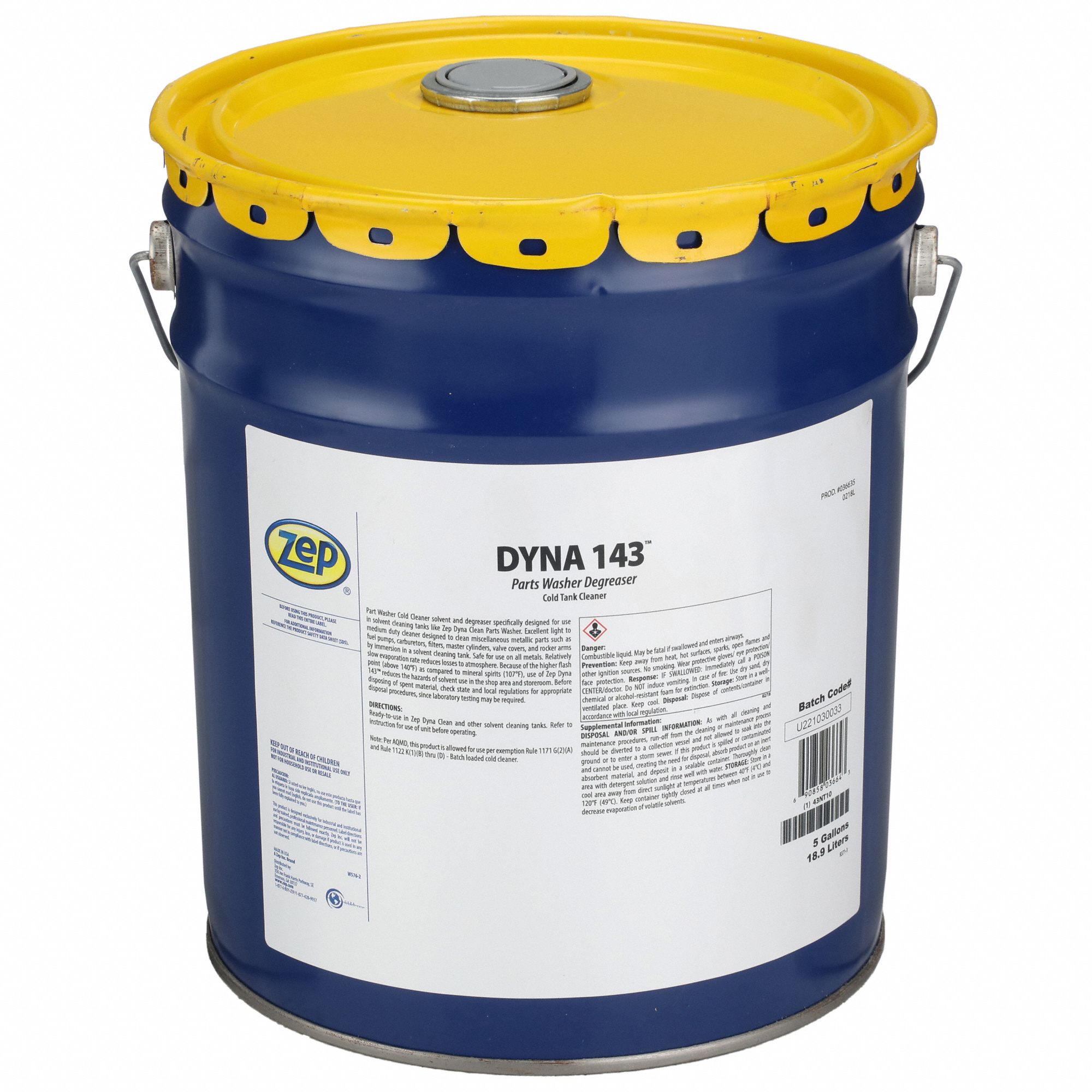 ZEP, Solvent, Dirt/Grease/Oil, Parts Washer Cleaner 43NT10036635