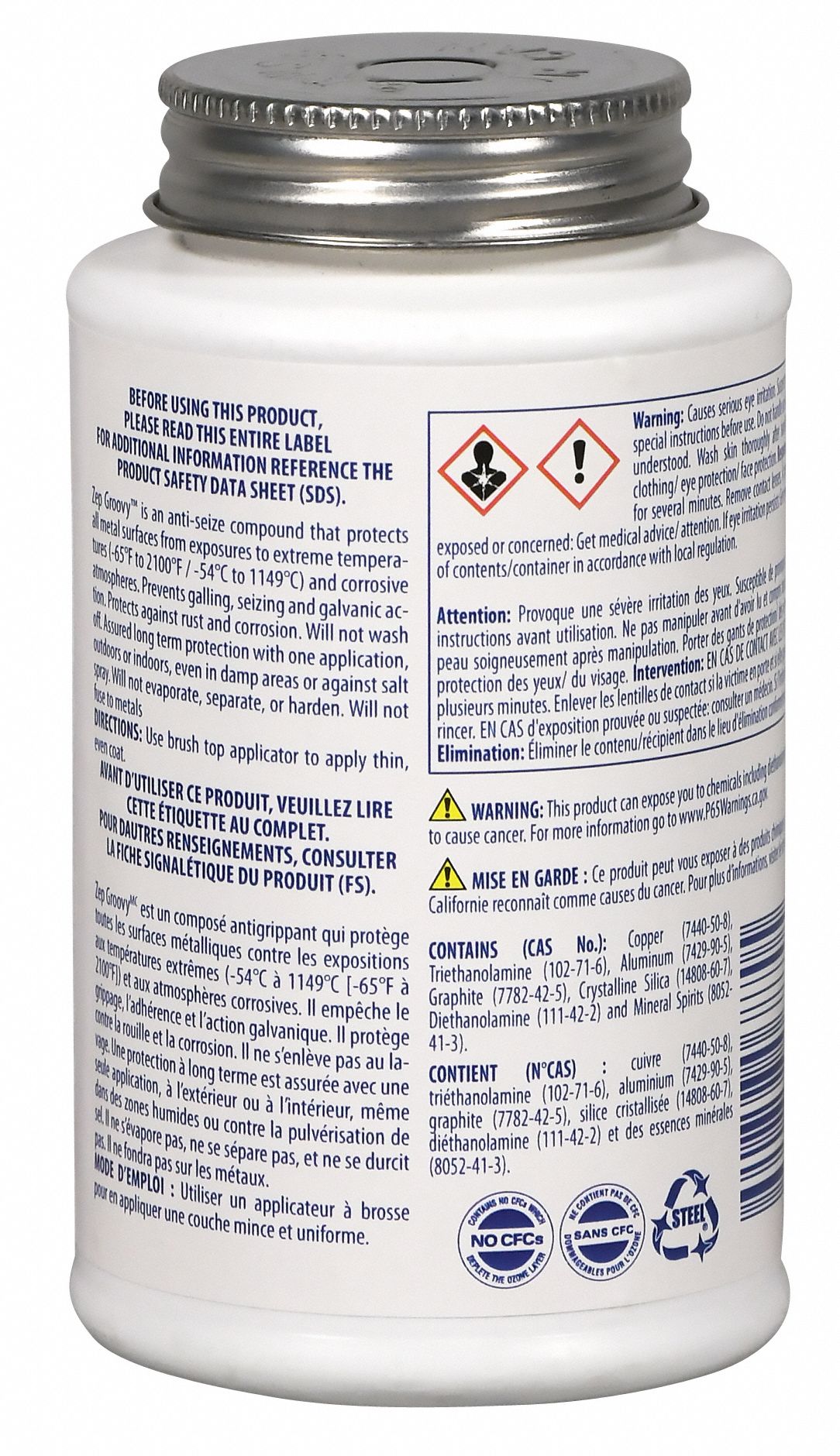 ZEP Heavy Duty AntiSeize, 8 oz, BrushTop Can, Aluminum, Copper, Paste