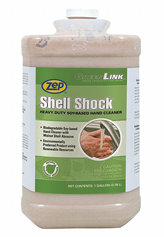 Zep Shell Shock Heavy Duty Soy-Based Hand Cleaner, Cinnamon, 1 Gal Bottle, 4/Carton